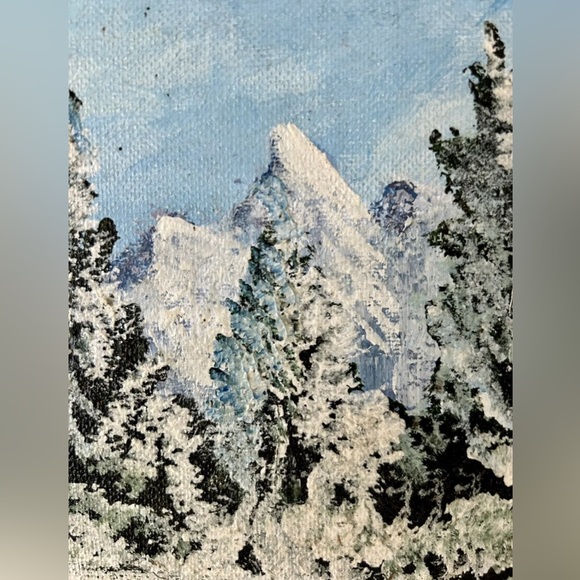 Vintage Oil Painting On Board Scenic Mountains Framed Canvas 14” x 18” Signed - Picture 5 of 11